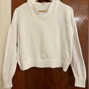 Z Supply White Hooded Long Sleeve Sweater